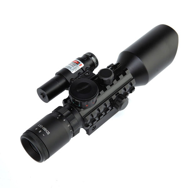 Scope-Laser 2 in 1 Combo, 3-10 x 42 Compact Scope Red Laser