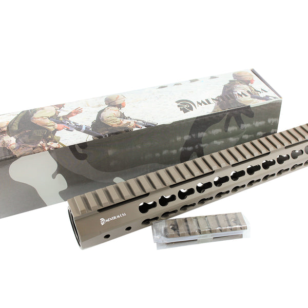 12" Cerakote Flat Dark Earth Coating - Slim Keymod Free Float Handguard - Steel Nut