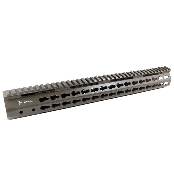 15" Cerakote Elite Flat Dark Earth Coating - Slim Keymod Free Float Handguard - Steel Nut