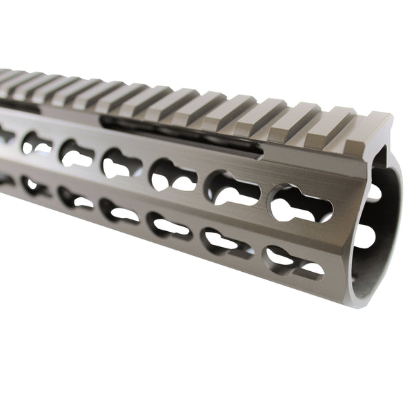 12" Cerakote Flat Dark Earth Coating - Slim Keymod Free Float Handguard - Steel Nut